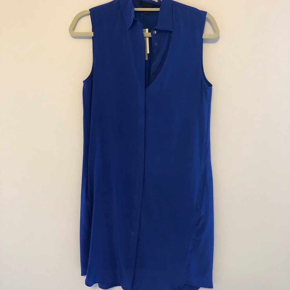 Jcrew Sleeveless Blue Silk Dress